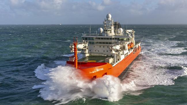 The RSV Nuyina undertaking sea trials in the North Sea. Picture: Flying Focus/Australian Antarctic Division