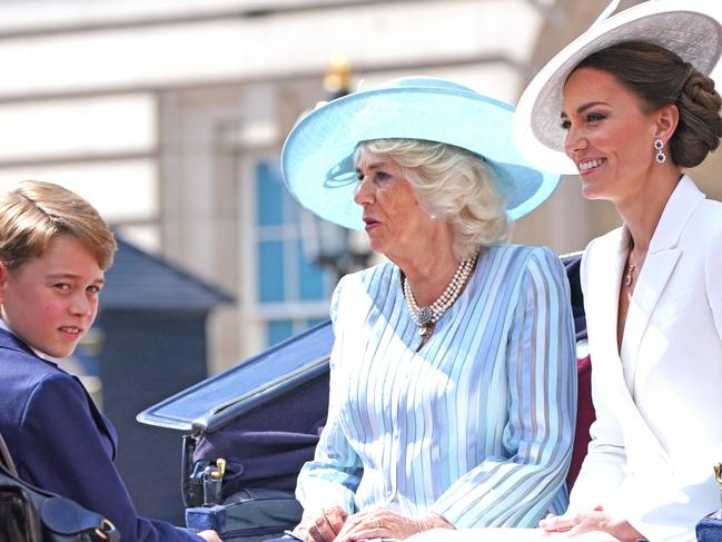 Kate Middleton with Camilla, Duchess of Cornwall and Prince George. Picture: Getty Images