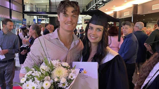 UniSC graduates celebrate at the Brolga Theatre in Maryborough, Qld.