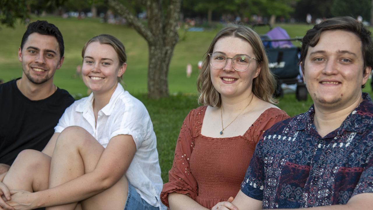 Matt Osborn, Kyra Harrison, Madalyn Eckhoff and Jesre Opperman. Triple M Mayoral Carols by Candlelight. Sunday 8th December, 2024. Picture: Nev Madsen.