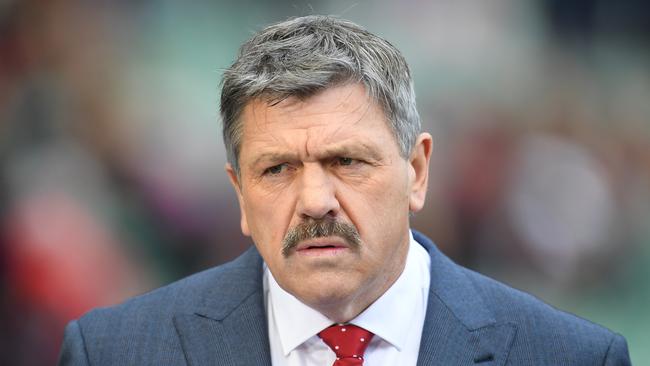 Former VFL and AFL player and current media commentator Brian Taylor is seen before the Round 23 AFL match between the Melbourne Demons and the Greater Western Sydney (GWS) Giants at the MCG in Melbourne, Sunday, August 26, 2018. (AAP Image/Julian Smith) NO ARCHIVING, EDITORIAL USE ONLY