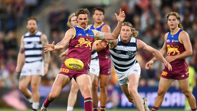 Brisbane helped turn Joe Daniher’s form around by playing him in the ruck. Picture: Getty Images