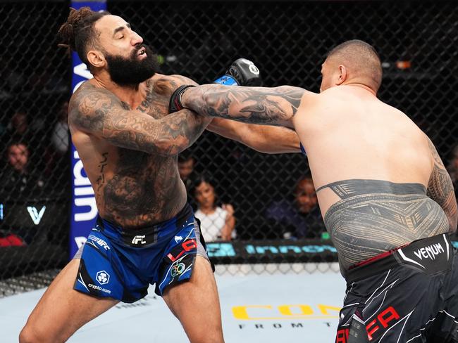 Tafa lands the punch that dropped Lane. Picture: Chris Unger/Zuffa/Getty Images