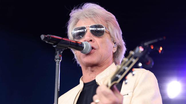 US rock star Jon Bon Jovi performs during a campaign rally for Kamala Harris in Charlotte, North Carolina, on Saturday. Picture: AFP