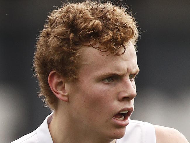 MELBOURNE, AUSTRALIA - SEPTEMBER 07: Cody Brand of the Cannons runs with the ball during the NAB League Semi Final match between the Sandringham Dragons and the Calder Cannons at Ikon Park on September 07, 2019 in Melbourne, Australia. (Photo by Daniel Pockett/AFL Photos via Getty Images )