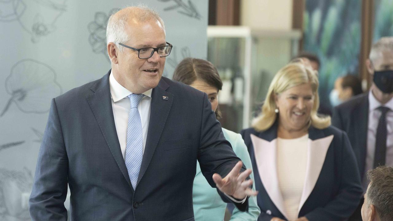 Prime Minister Scott Morrison will say he will not back a “blank cheque budget”. Picture: NCA NewsWire/Jenny Evans