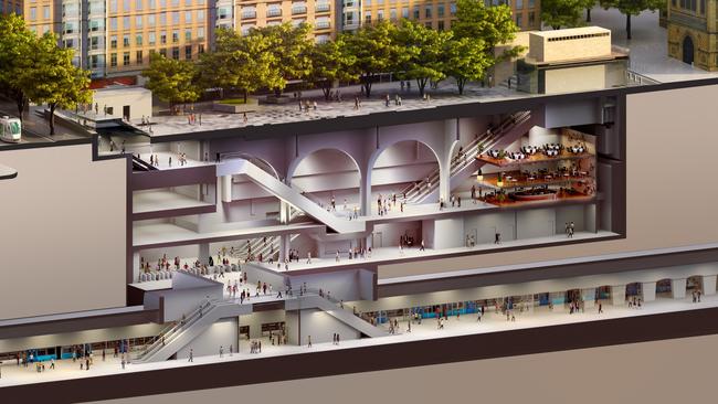 A previous artist's impression of Town Hall station, built under City Square as part of the Metro Tunnel project.