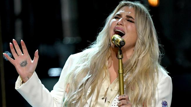 Kesha performs at the Grammys. Picture: Getty Images