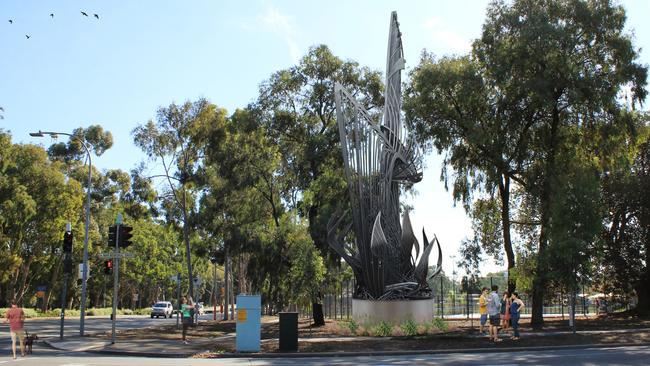 An artist impression of how the sculpture would look at its proposed new home on the corner of Montefiore Rd and War Memorial Dr. Picture: Supplied