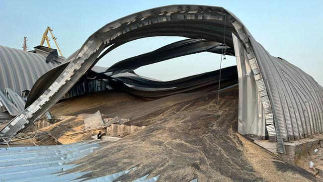 A damaged warehouses in a port on the Danube river. Picture: AFP