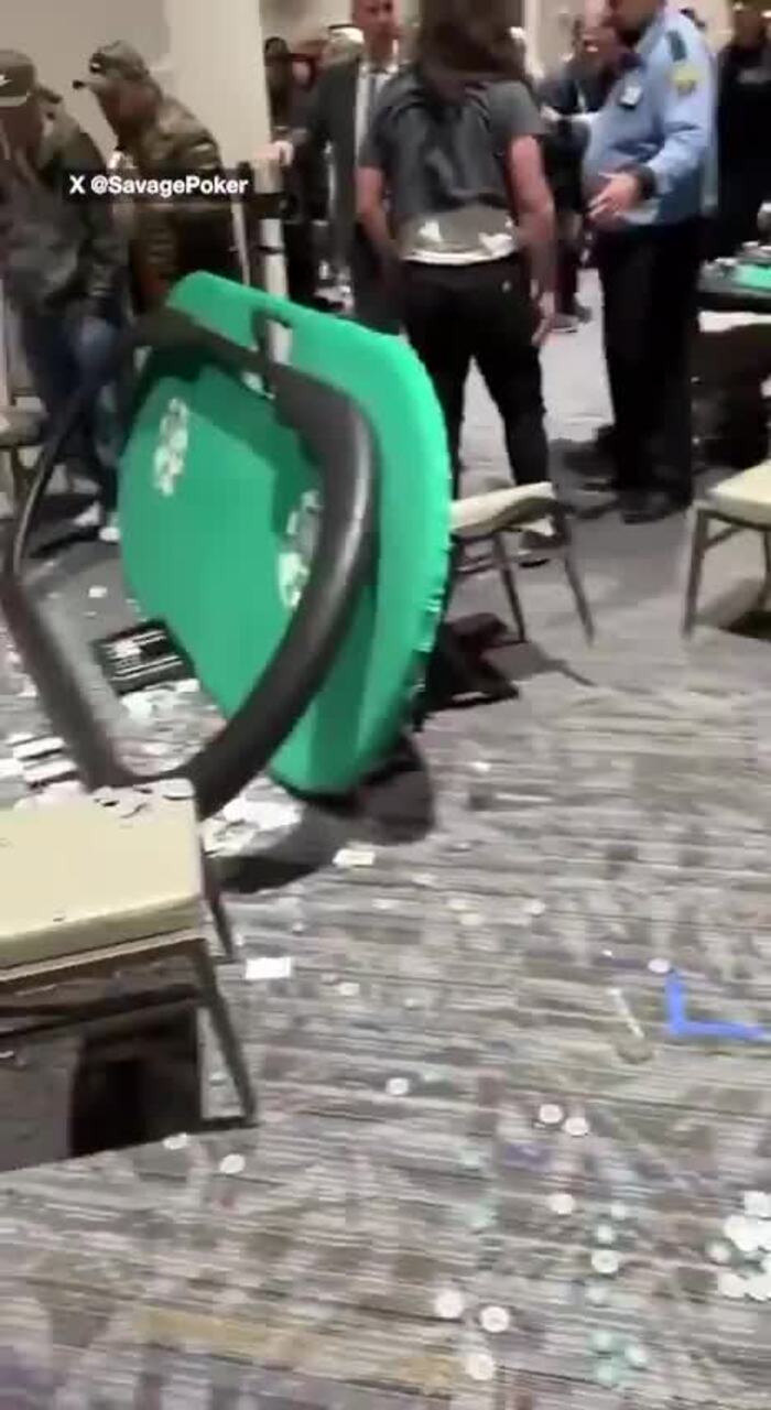 Man goes berserk, flips poker tables