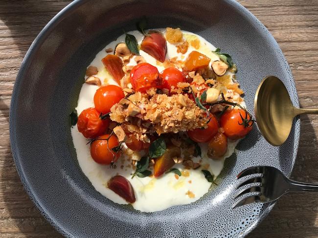 Truss tomatoes with whipped feta at Vera. Picture: Penny Hunter