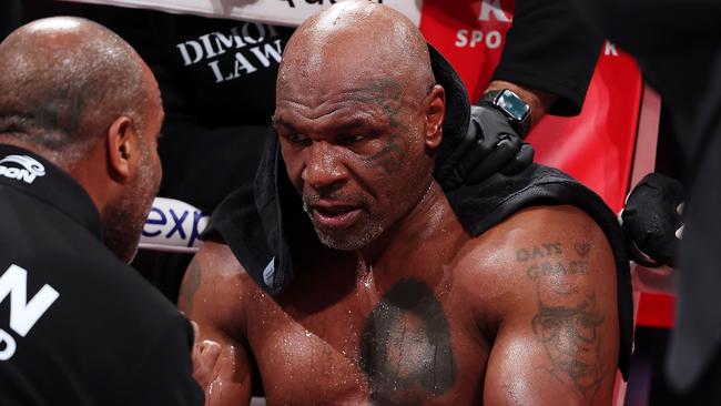 Mike Tyson says he had eight blood transfusions. (Photo by Al Bello/Getty Images for Netflix 2024)