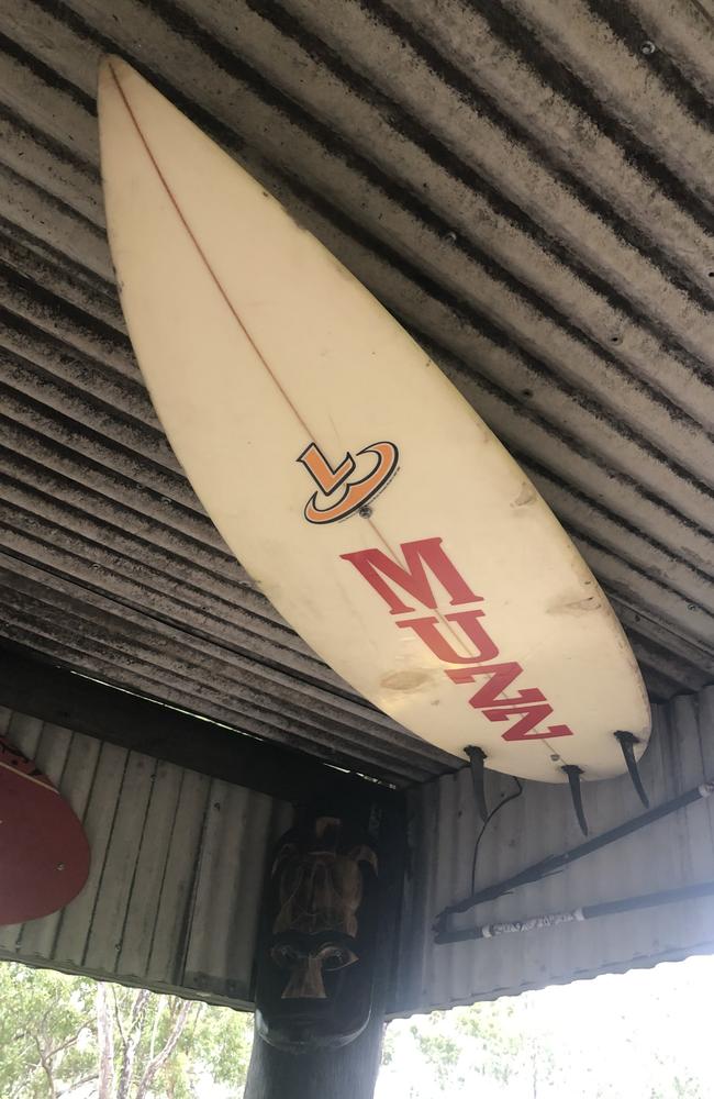 Angus Murray's surfboard hangs in a barbecue shack dedicated to his memory.