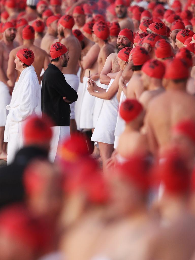 Nude Solstice swim as part of Dark Mofo 2021 at Long Beach Sandy Bay. Picture: Nikki Davis-Jones