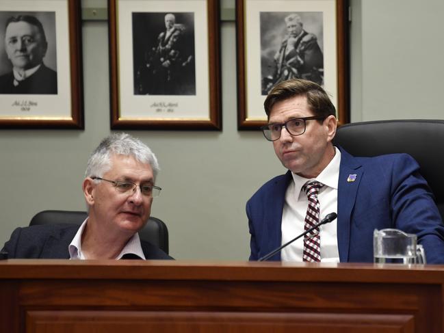 Toowoomba Regional Council chief executive Brian Pidgeon (left) and Geoff McDonald. Picture: Kevin Farmer