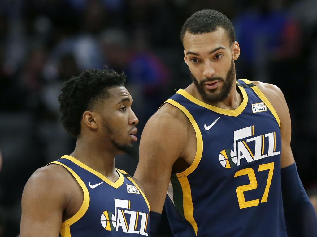 Donovan Mitchell and Rudy Gobert. (AP Photo/Duane Burleson, File)