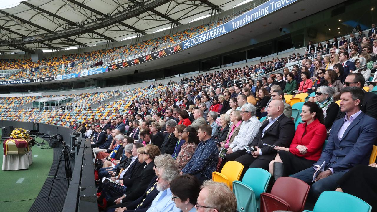 The crowd gathered at the Gabba. Picture: Liam Kidston