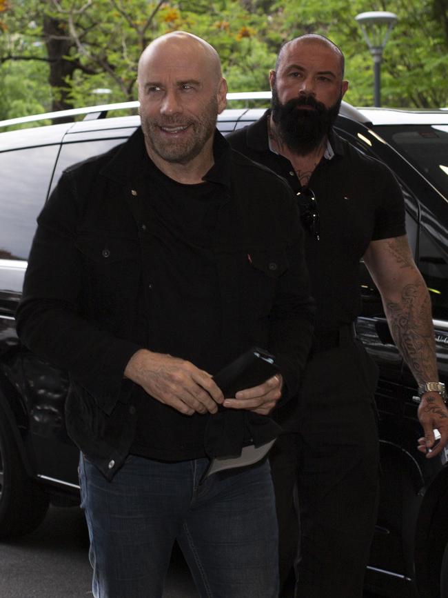 Actor John Travolta arrives in the CBD. Picture: AAP/Emma Brasier