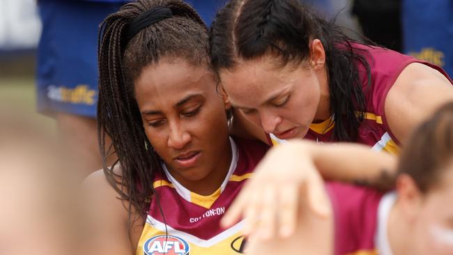 A dejected Sabrina Frederick-Traub during the trophy presentation.