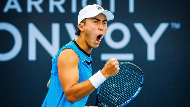 Australia's Rinky Hijikata faces one of the biggest tests of his young career, after qualifying for the quarter-finals of the Brisbane International. Picture: AFP