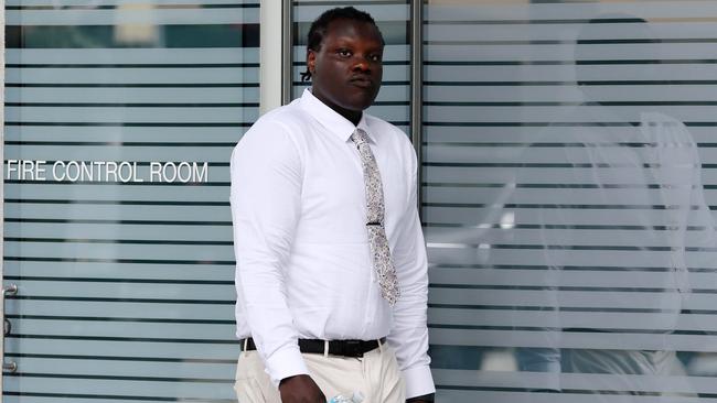 Defendant Kresto Wal Wal outside Brisbane Supreme Court. His barrister Scott Lynch is expected to outline his client’s case in full on Monday. Picture: Tertius Pickard/NCA NewsWire