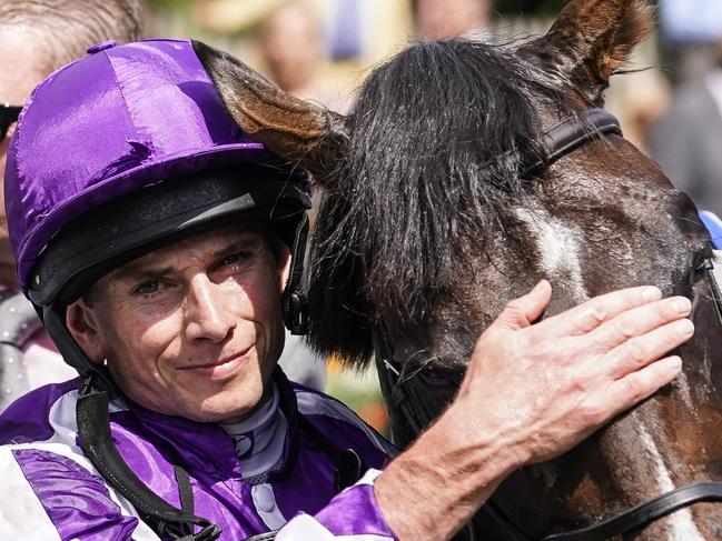 NEWMARKET, ENGLAND - JULY 14:  Ryan Moore after riding US Navy Flag to win The Darley July Cup at Newmarket Racecourse on July 14, 2018 in Newmarket, United Kingdom. (Photo by Alan Crowhurst/Getty Images)