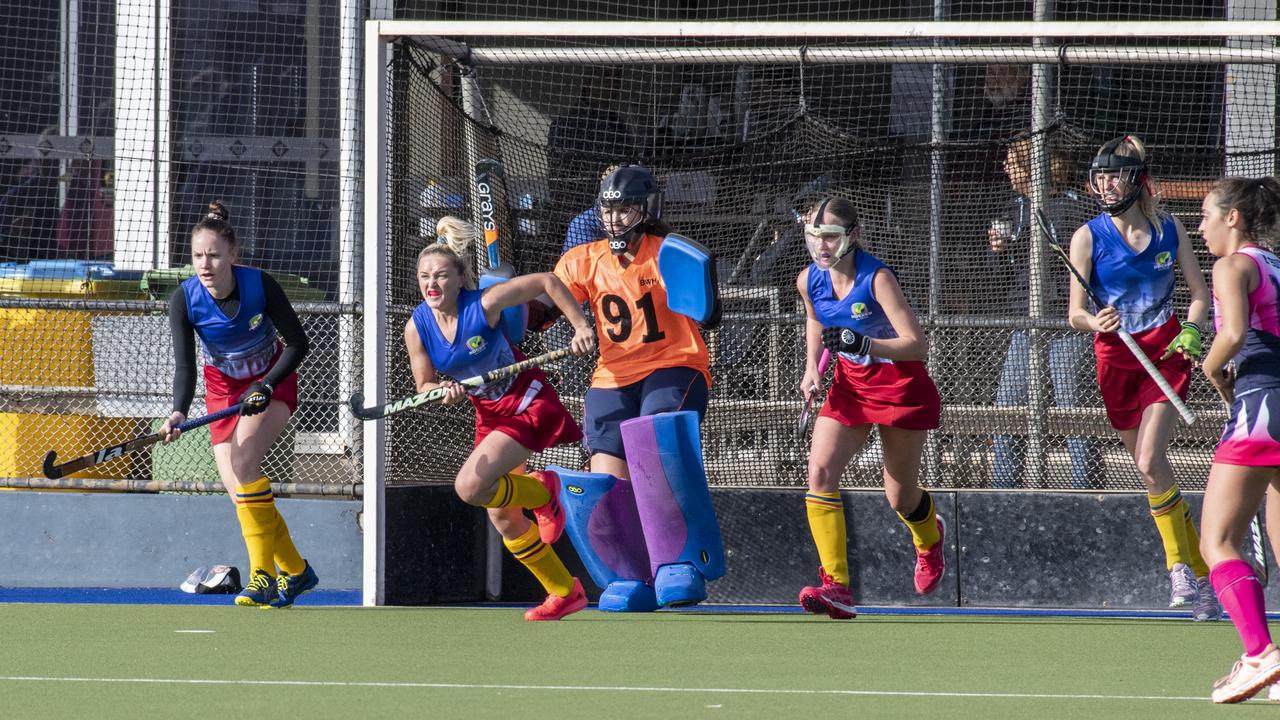 Toowoomba 1 vs Brisbane. Hockey Queensland Championship at Clyde Park, Toowoomba. Saturday, May 1, 2021. Picture: Nev Madsen.