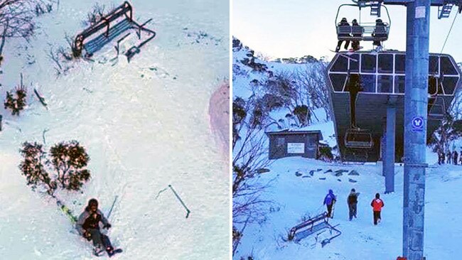 A skier has fallen from a Thredbo chairlift after one of the chairs fell to the ground. Picture: snowsbest.com