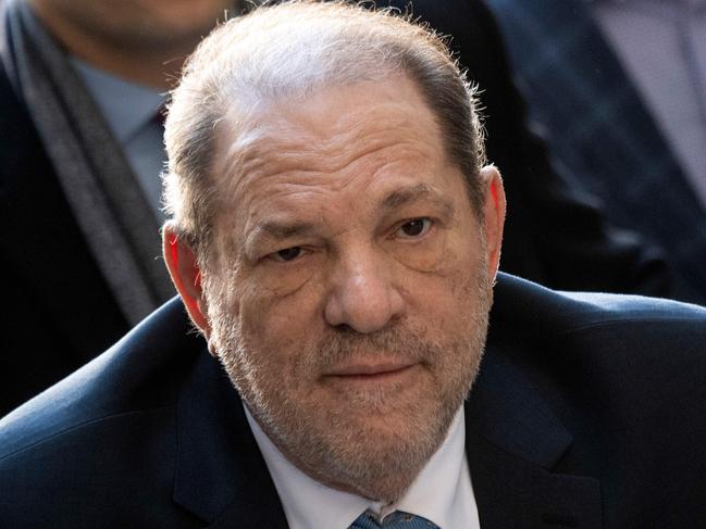 (FILES) In this file photo taken on February 24, 2020 Harvey Weinstein arrives at the Manhattan Criminal Court, in New York City. - Harvey Weinstein's sex crimes conviction was a "great victory" for women, US President Donald Trump said February 25, 2020 -- without acknowledging the numerous accusations of sexual misconduct he has faced. The disgraced Hollywood movie producer was found guilty on Monday of rape and sexual assault in a verdict hailed as a historic landmark by the #MeToo movement against sexual misconduct."From the standpoint of women, I think it was a great thing," Trump said at a news conference in India. (Photo by Johannes EISELE / AFP)