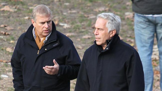 Prince Andrew with Jeffrey Epstein in Central Park, New York, in December 2010. The duke said this was the only time they met after Epstein’s conviction for soliciting an underage girl for prostitution. Picture: News Group Newspapers