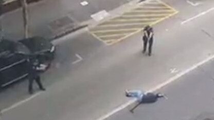 The moment police shot dead a man in the Brisbane CBD.