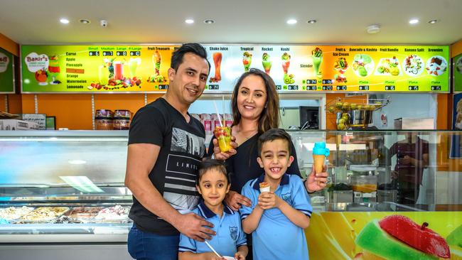 Hashmat Nashad and Faride Khalili with their children Soha and Sohail love Bakir’s. Picture: Monique Harmer