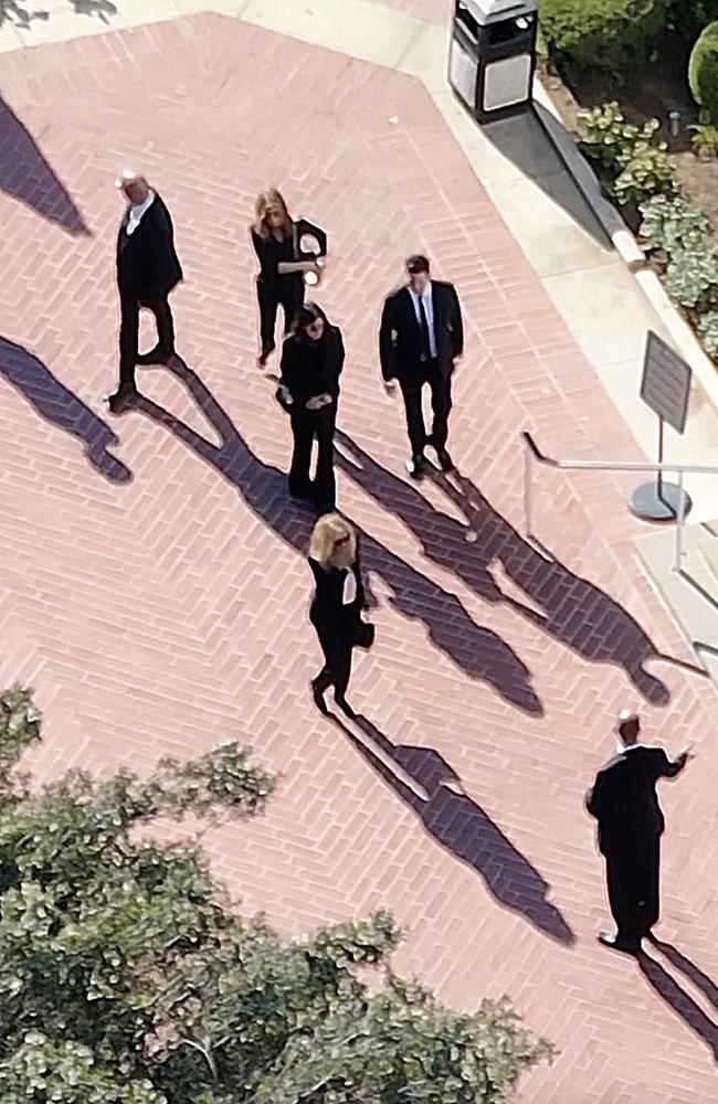 Jennifer Aniston, Courtney Cox, David Schwimmer And Lisa Kudrow at Matthew Perry's Funeral. Picture: Splashnews/ Media Mode