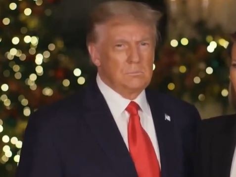 Mr Trump also featured in a traditional Christmas message with wife Melania.