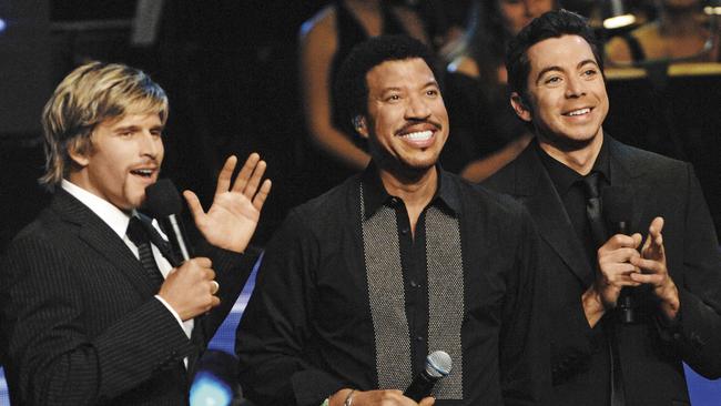 Günsberg and Mathison with Lionel Richie during the 2007 Idol final. (Picture: Supplied)