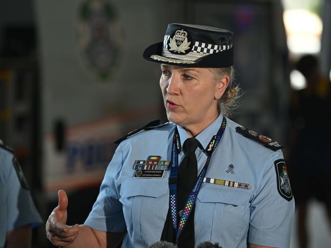 5/2/2024:Police Commissioner Katarina Carroll talks about the investigation after the murder of Vyleen White, 70, of Redbank Plains, who was stabbed in the chest in the car park at Town Square Redbank Plains Shopping Centre pic: Lyndon Mechielsen/Courier Mail