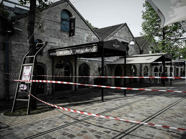 The closed down pedestrian shopping district of Bercy Village in Paris. Picture AFP.