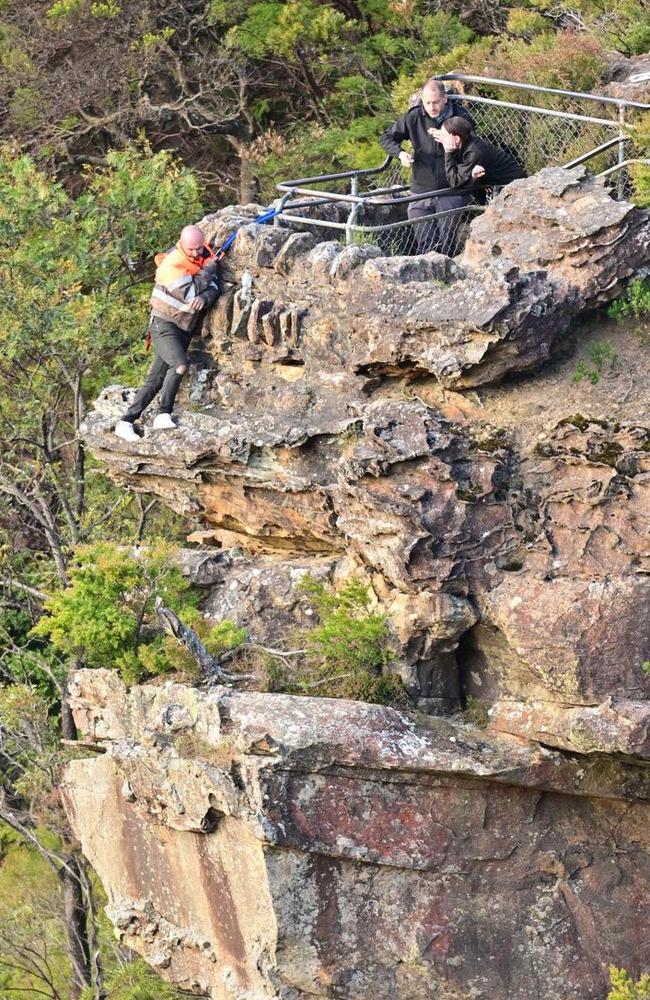 A 12-hour clifftop stand-off ended in the arrest of Ashley Gaddie, who was wanted over the alleged murder of Sydney teacher Dannielle Finlay-Jones. Picture: Daily Telegraph