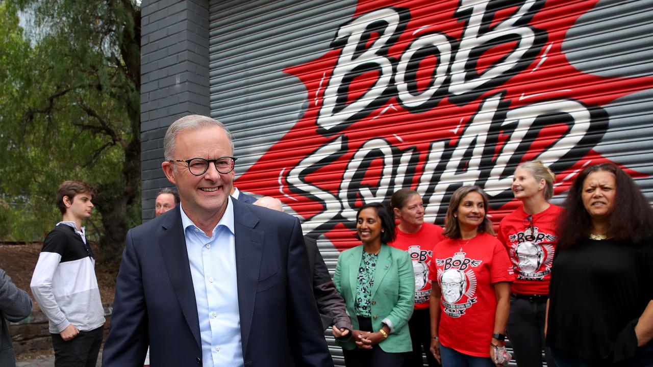 Anthony Albanese visits the Father Bob Maguire Foundation in South Melbourne. Picture: Toby Zerna