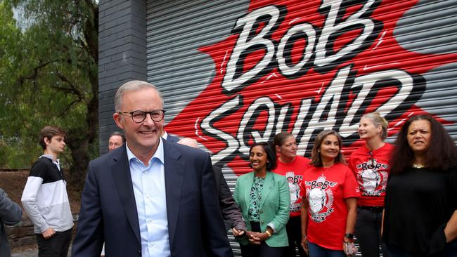 Anthony Albanese visits the Father Bob Maguire Foundation in South Melbourne. Picture: Toby Zerna