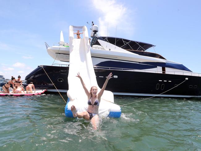 Australia Day on the Broadwater. Photo at Wavebreak Island of Danika Bridge, 30, Windaroo. Photo by Richard Gosling