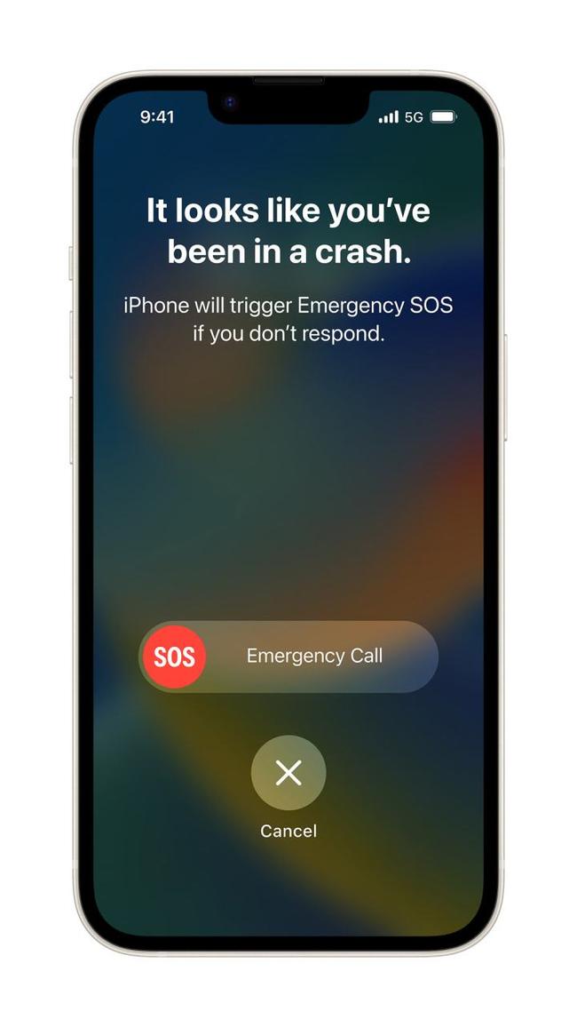 The iPhone 14 will alert emergency services if you're in a crash. Picture: Apple