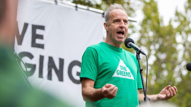 Senator Nick McKim at the March in March protests in Hobart on Sunday 23rd March 2025 Picture: Linda Higginson