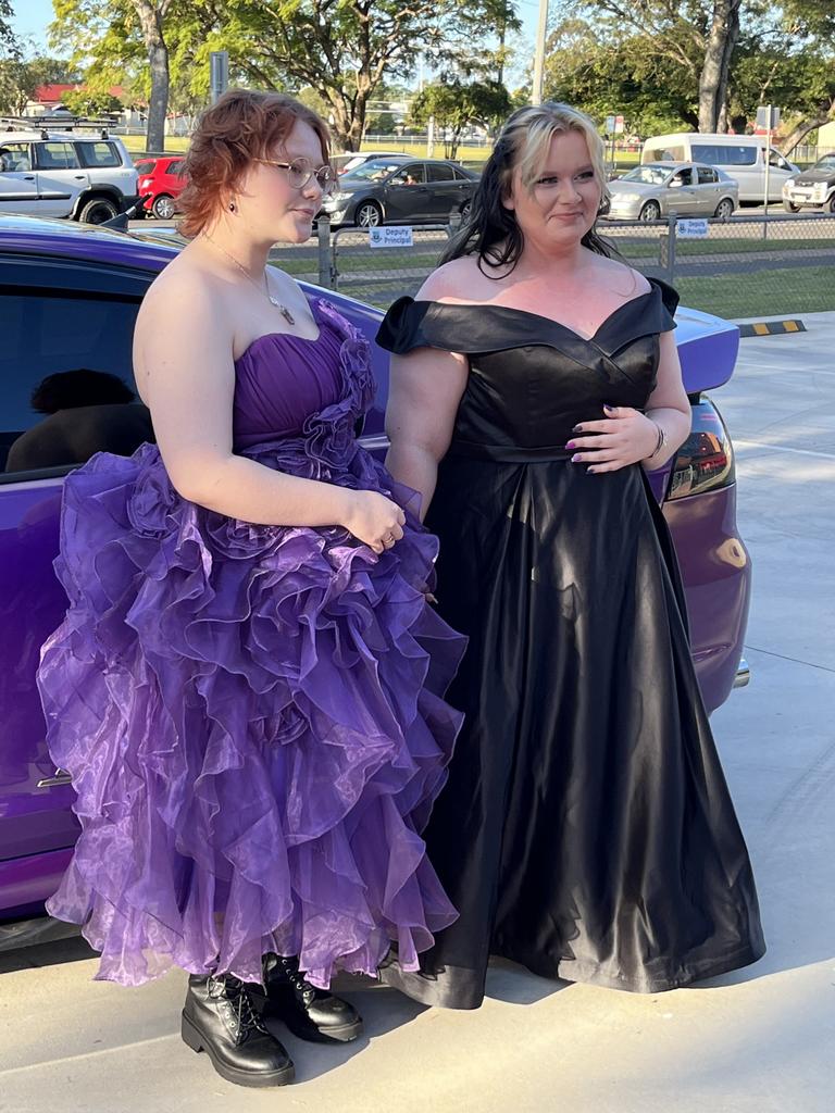 Aeryn Manthey and Bethani Virgo arrive at the Maryborough State High School formal.