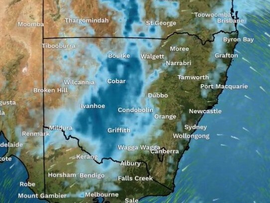 Monday could be a wet day for inland areas of the east. Picture: BOM.