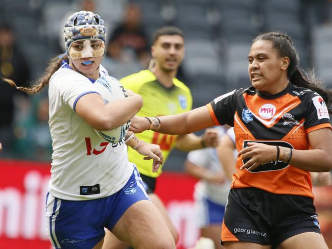 Trinity Tauaneai in a menacing mood for Canterbury. Picture: Warren Gannon Photography