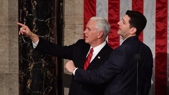 US Vice President Mike Pence, left, and Speaker of the US House of Representatives Paul Ryan. Picture: AFP