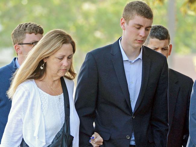 Brock Turner, 20, right, makes his way into the Santa Clara Superior Courthouse in Palo Alto, California.   Picture: Dan Honda/Bay Area News Group via AP