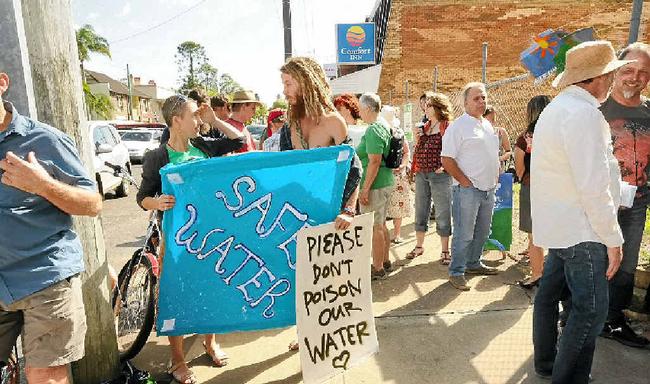 NEW TACK: Safe Water Northern Rivers gathered at Rous Water in Lismore on Monday to oppose fluoridation of the city’s water. Picture: Doug Eaton